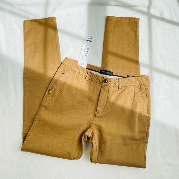 Scotch And Soda Mens Chino Pants 30x34 Stuart Regular Slim Fit Brown Stretch New - Picture 3 of 9